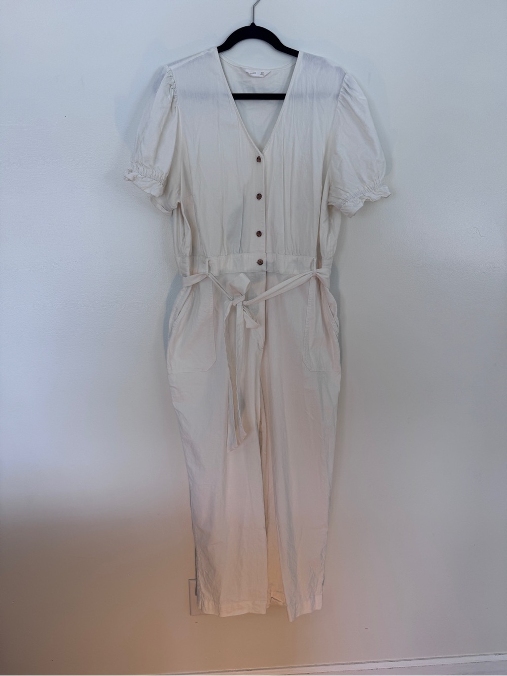 LC Lauren Conrad Off-White Button-Front Jumpsuit